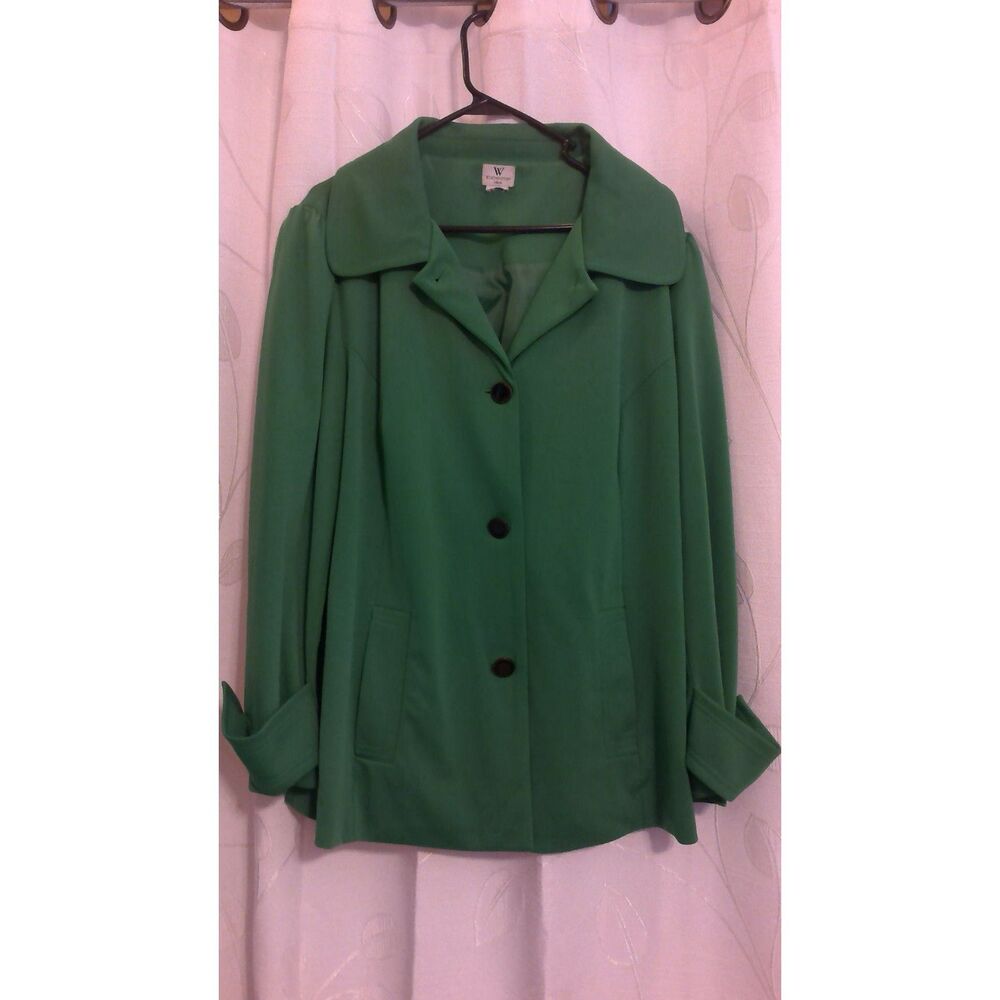 Green Button-Front Coat - Picture 2 of 7